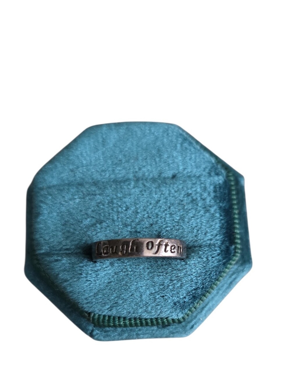 Vintage Size 6 925 Sterling Silver 'Laugh Often' Engraved Band